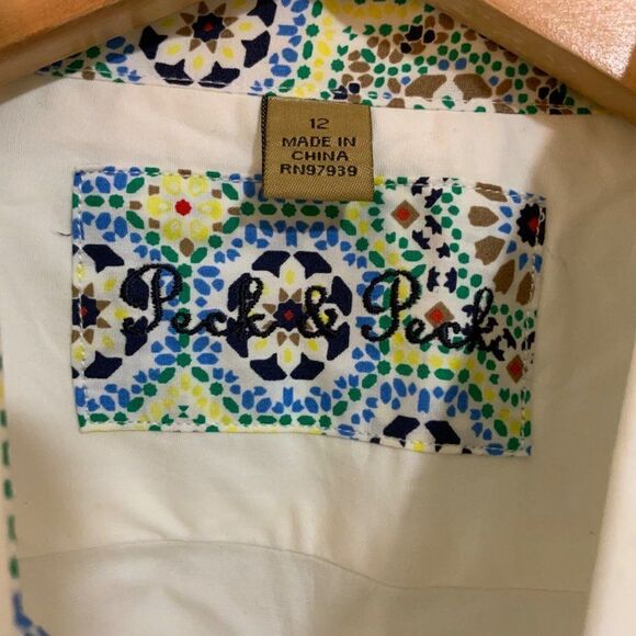 Peck & Peck White Embroidered Button Front Top Size 12 New - Picture 5 of 10